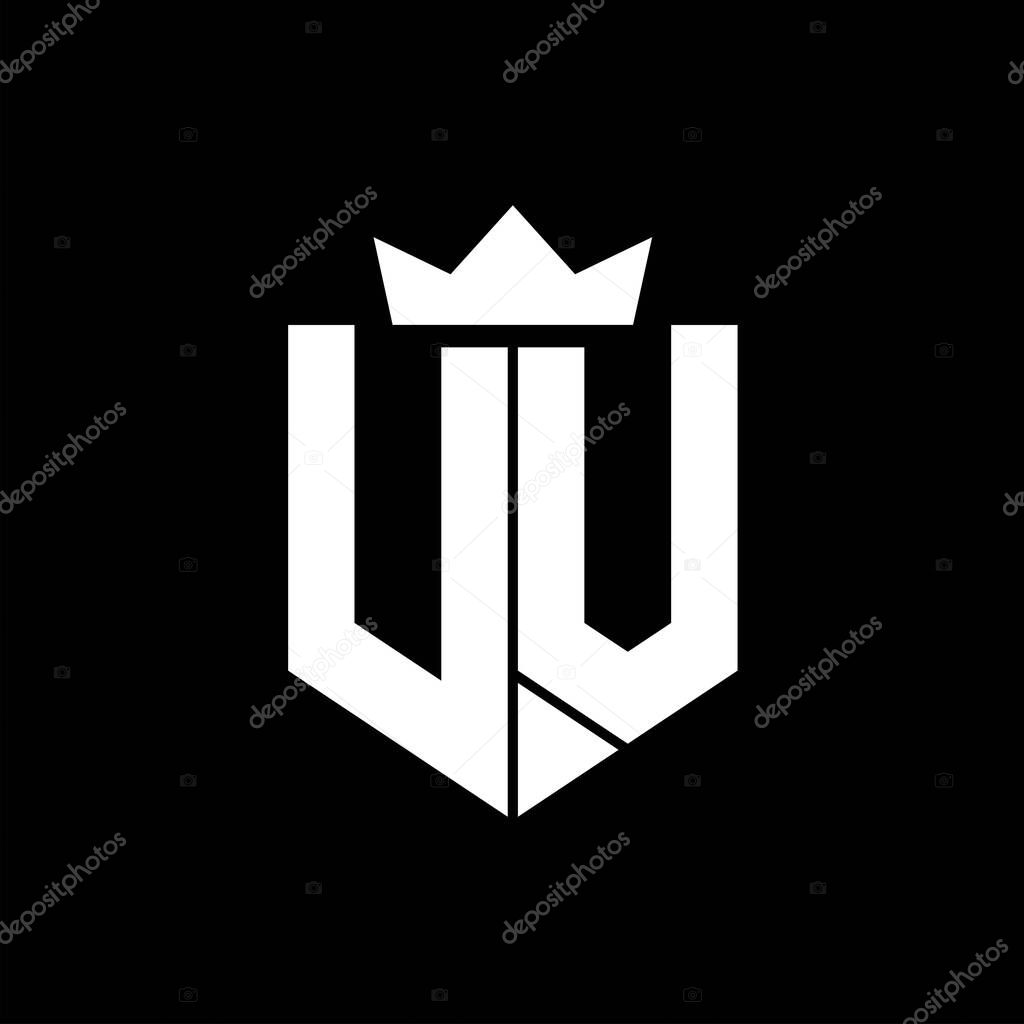 UV Logo vector image of a shield with a sharp geometric style with a pointed crown and thick font