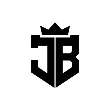 Sivri uçlu ve kalın yazı tipli bir kalkanın JB logo vektör görüntüsü