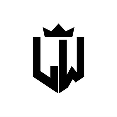 Sivri uçlu ve kalın yazı tipli bir kalkanın LW logo vektör görüntüsü