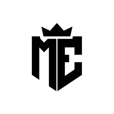 Sivri uçlu ve kalın yazı tipi olan keskin geometrik tarzda bir kalkanın ME logo vektör görüntüsü