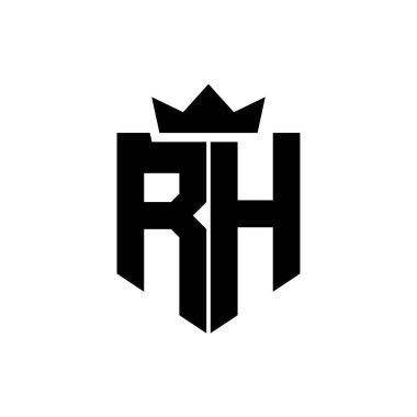 Sivri uçlu ve kalın yazı tipli bir kalkanın RH logo vektör görüntüsü