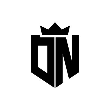 Sivri uçlu ve kalın yazı tipi olan keskin geometrik tarzda bir kalkanın logo vektör görüntüsü