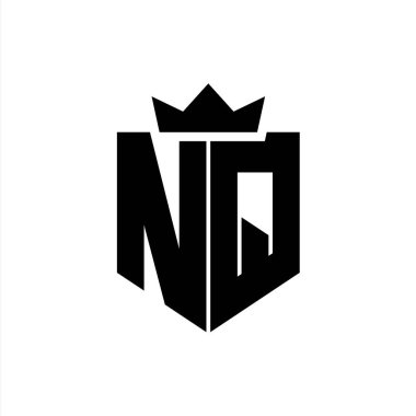 Sivri uçlu ve kalın yazı tipi olan keskin geometrik tarzda bir kalkanın NQ logo vektör görüntüsü