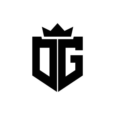 Sivri uçlu ve kalın yazı tipli bir kalkanın OG logo vektör görüntüsü