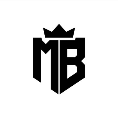 Sivri uçlu ve kalın yazı tipi olan keskin geometrik tarzda bir kalkanın MB logo vektör görüntüsü