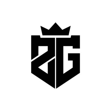 Sivri uçlu ve kalın yazı tipli bir kalkanın ZG logo vektör görüntüsü