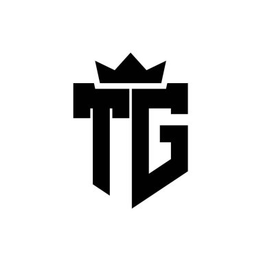 Sivri uçlu ve kalın yazı tipli bir kalkanın TG logo vektör görüntüsü