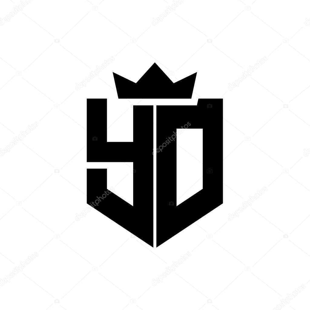 YO Logo vector image of a shield with a sharp geometric style with a pointed crown and thick font