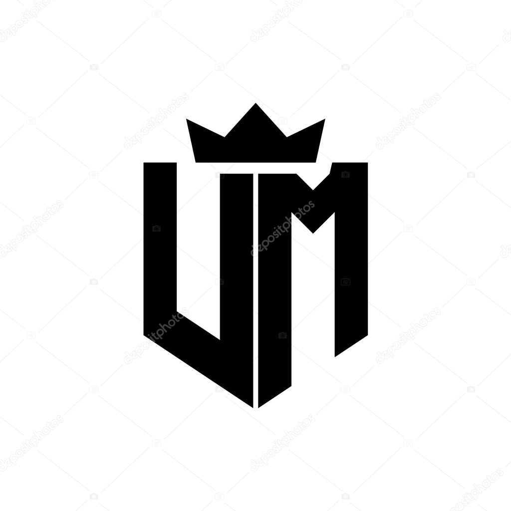 UM Logo vector image of a shield with a sharp geometric style with a pointed crown and thick font