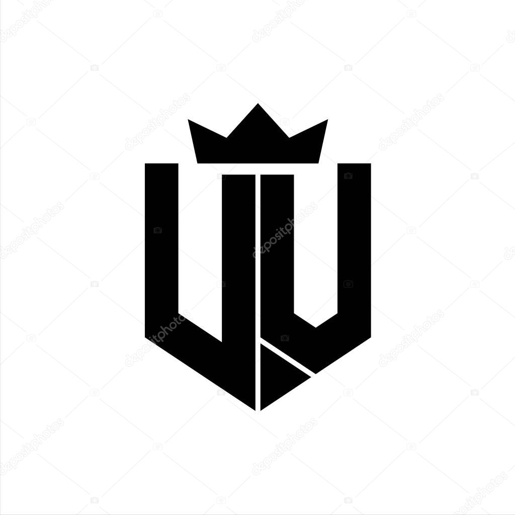 UV Logo vector image of a shield with a sharp geometric style with a pointed crown and thick font