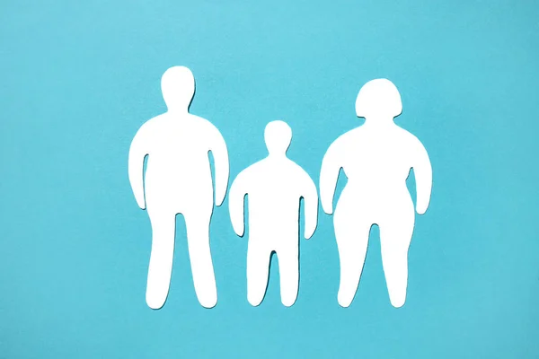 Silhouetten Eines Mannes Einer Frau Und Eines Übergewichtigen Kindes Auf — Stockfoto