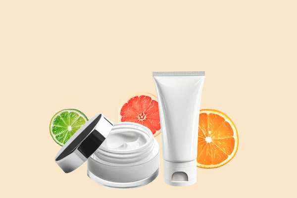 Magas Vitamin Tartalmú Ápolási Kozmetikumok Fehér Üres Cső Üveg Krém — Stock Fotó