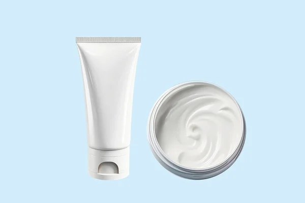 Mock White Plastic Tube Branding Skin Care Products Jar Moisturizing — Stock Photo, Image