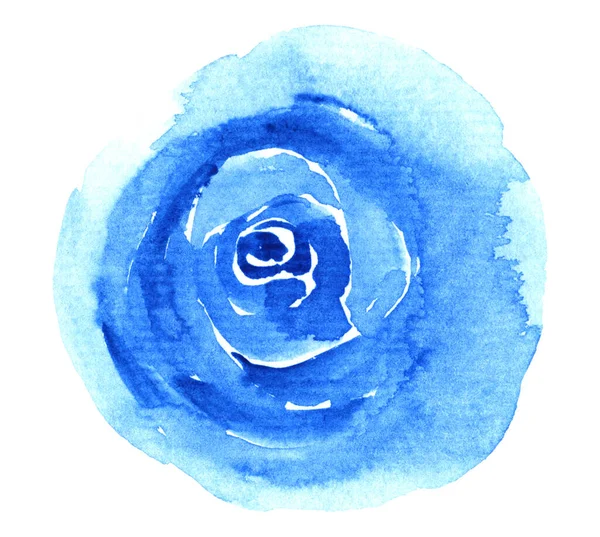 Belle Aquarelle Rose Bleue Isolée Sur Blanc Élément Décoration Pour — Photo