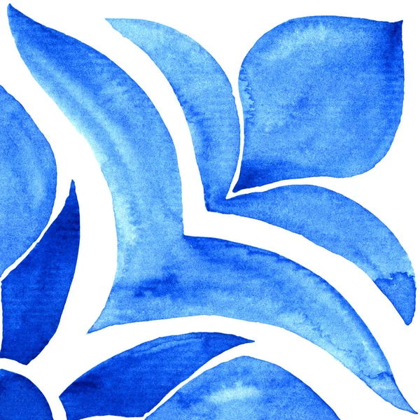 Portuguese Azulejo Tile Blue White Gorgeous Pattern Hand Painted Watercolor — Foto de Stock