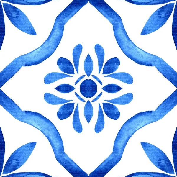 Piastrella Azulejo Portoghese Blu Bianco Splendido Modello Senza Soluzione Continuità — Foto Stock
