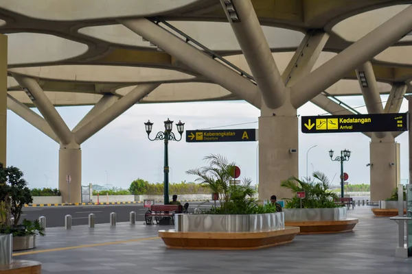 Partidas Domésticas Assinar Terminal Ultimate Aeroporto Internacional Nova Yoyakarta — Fotografia de Stock