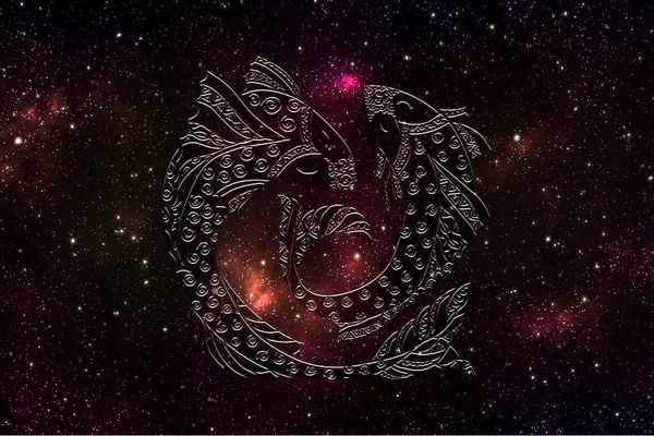 Fische Horoskop Zeichen Zwölf Tierkreiszeichen Mit Galaxiensternen Hintergrund Grafik Des — Stockfoto