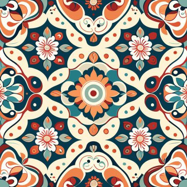 Kusursuz etnik dönüşümlü kumaş ve fayans tasarımı