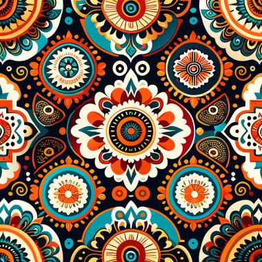 Kusursuz etnik dönüşümlü kumaş ve fayans tasarımı