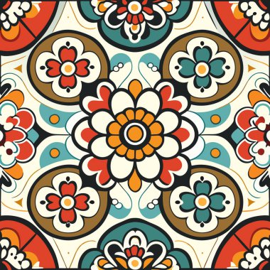 Kusursuz etnik dönüşümlü kumaş ve fayans tasarımı