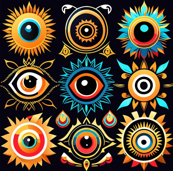 Set Eiements Eye Shape Cartoon Style — Stock Photo, Image