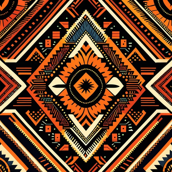 Ikat Plemienny Indiański Wzorzec Bez Szwu Etniczna Tkanina Aztecka Mandala — Zdjęcie stockowe