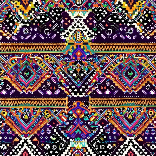 イカット族インディアンのシームレスなパターン 民族Aztecファブリックカーペットマンダラ装飾ネイティブBohoシェブロン繊維 — ストック写真