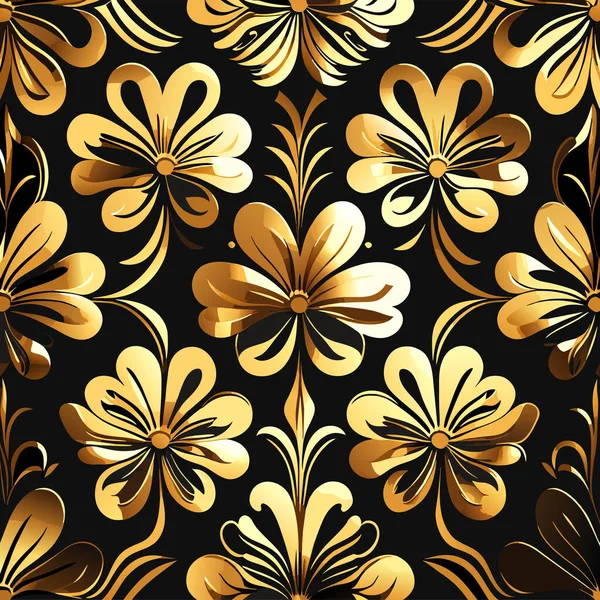 Gold foil floral pattern, seamless