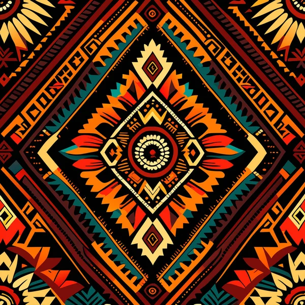 Ikat Stamindiskt Sömlöst Mönster Etniska Aztec Tyg Matta Mandala Prydnad — Stockfoto