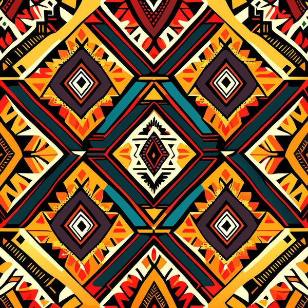 Ikat Plemienny Indiański Wzorzec Bez Szwu Etniczna Tkanina Aztecka Mandala — Zdjęcie stockowe