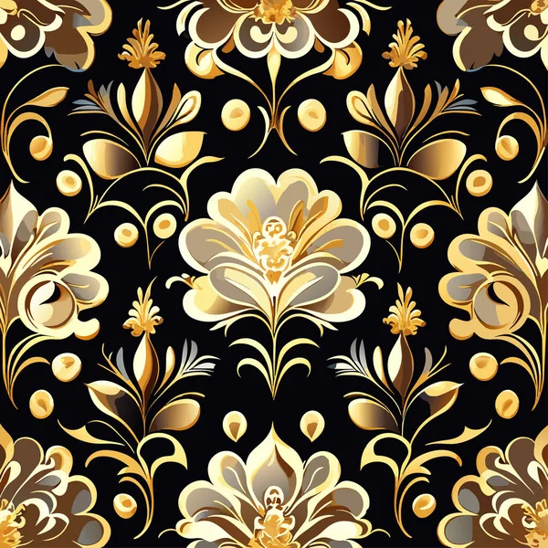 Золота Фольга Квітковий Візерунок Безшовний — стокове фото