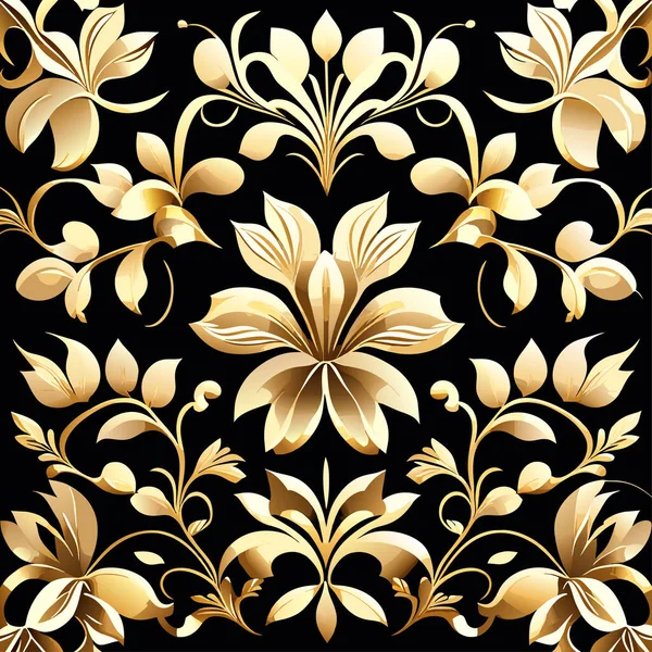 Gold foil floral pattern, seamless