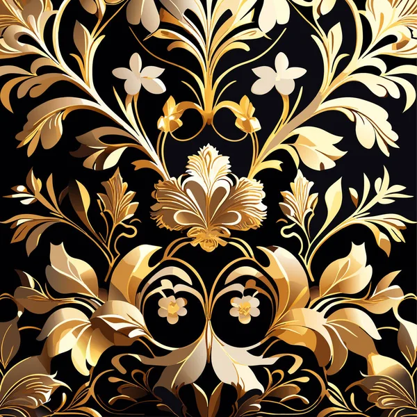 Padrão Floral Folha Ouro Sem Costura — Fotografia de Stock