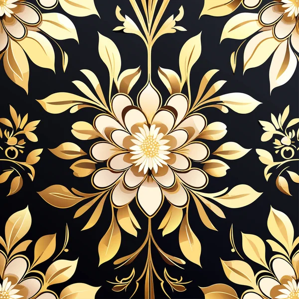 Gold Foil Floral Pattern Seamless — Stock Photo, Image