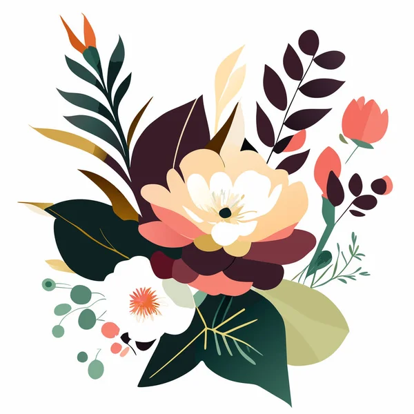 Akvarell Elrendezése Kis Virággal Botanikai Illusztráció Minimális Stílus — Stock Fotó