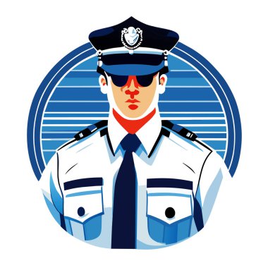 Beyaz arkaplan vektör illüstrasyonunda polis memuru
