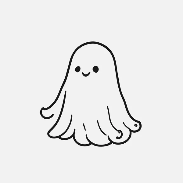 Mini Ilustração Simples Vetor Fantasma Dos Desenhos Animados — Fotografia de Stock