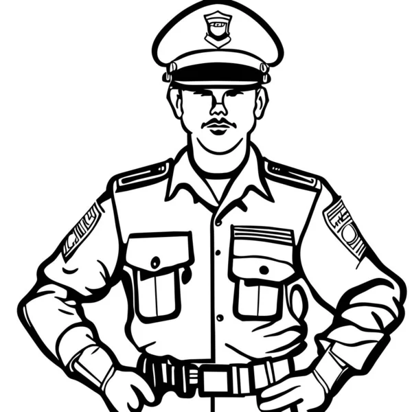 Rendőr Tiszt Fehér Háttér Vektor Illusztráció — Stock Fotó