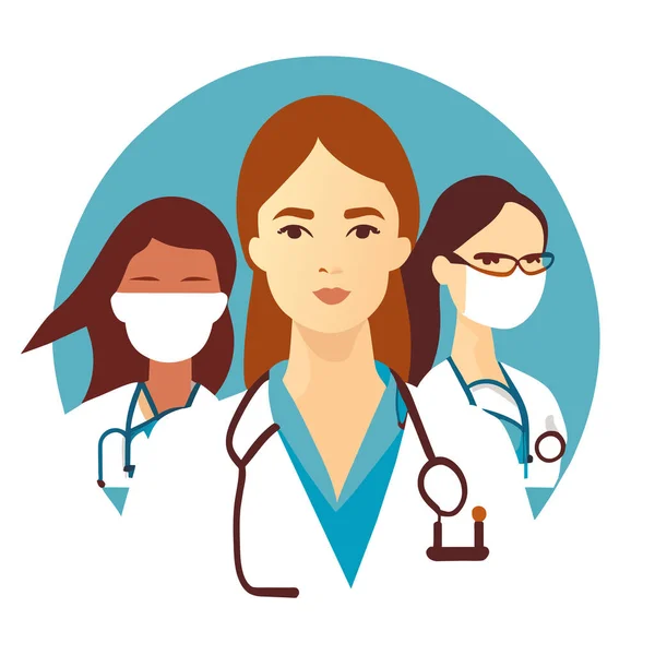 Doctors Nurses White Coat Stethoscope Group Hospital Medical Staff Standing — Stock Photo, Image