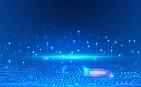 Chipset Concepto Tecnología Placa Circuito Estilo Futurista Degradado Azul Brillante — Foto de Stock
