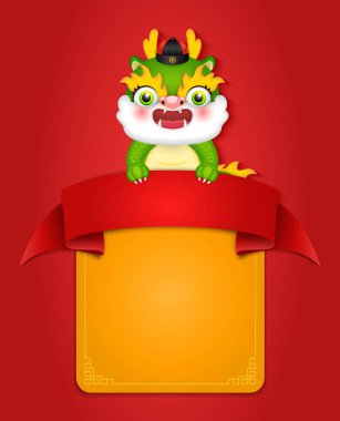 Kurdele desenli Çin çizgi film ejderhası.