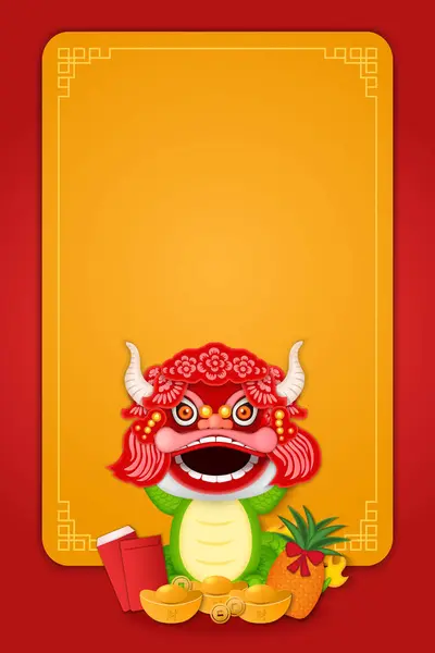 Chinese cartoon dragon with dragon lion dance costume