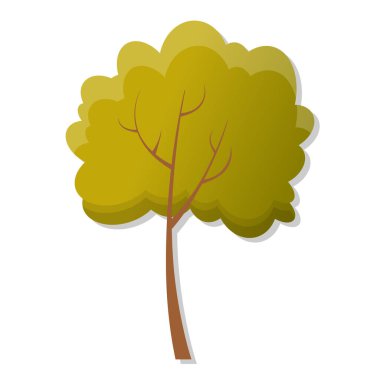 Yeşil yapraklı ağaç karikatürü çizimi