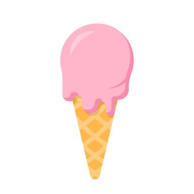 Straberry aromalı pembe dondurma karikatür vektör izole çizimi