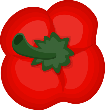 Üst görünümden sebze kırmızı dolma biber şeffaf arkaplan resmi