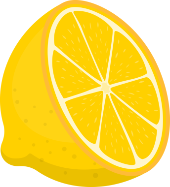 Taze meyve yarı kesilmiş sarı limon şeffaf görüntü