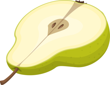 Taze meyve yarı dilimlenmiş yeşil armut şeffaf görüntü