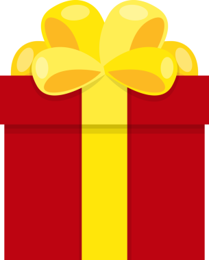 Sarı kurdeleli kırmızı hediye kutusu.