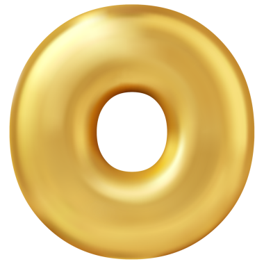 Parlak altın balon büyük harf İngilizce alfabe metni O